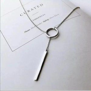 NEW 925 STERLING SILVER BAR CIRCLE NECKLACE, NICE NECKLACE, CUTE NECKLACE